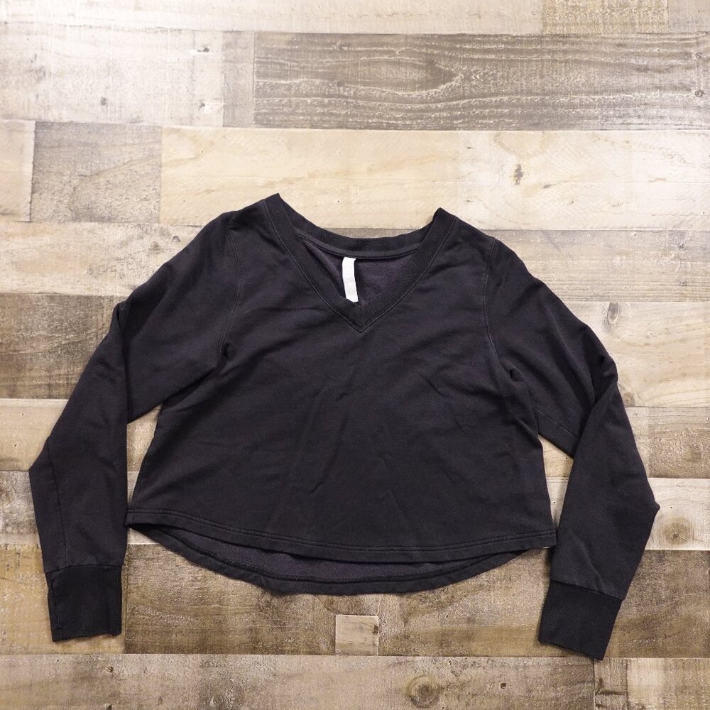 Athleta Retreat V-Neck Cropped‎ Sweatshirt Women’s Small Black